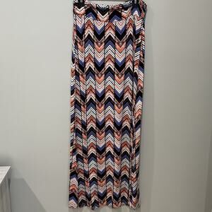 Sequin‎ Hearts Skirt Large Maxi Long Blue orange Geometric Pull On Size Large